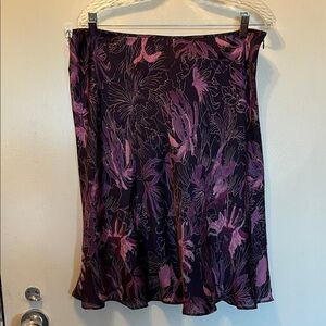 Ann Taylor Purple and Pink Floral A-Line Skirt